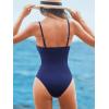 imageCUPSHE Womens One Piece Swimsuit Sweetheart Neck Bathing Suit Front O Ring Cutout Adjustable Straps Color Block StitchObsidian Blue
