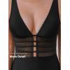 imageCUPSHE Womens One Piece Swimsuit Tummy Control Bathing Suit Deep V Neck Cut Out Mesh Adjustable StrapsBlack