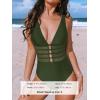 imageCUPSHE Womens One Piece Swimsuit Tummy Control Bathing Suit Deep V Neck Cut Out Mesh Adjustable StrapsDark Green