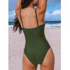 imageCUPSHE Womens One Piece Swimsuit Tummy Control Bathing Suit Deep V Neck Cut Out Mesh Adjustable StrapsDark Green