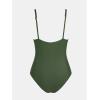 imageCUPSHE Womens One Piece Swimsuit Tummy Control Bathing Suit Deep V Neck Cut Out Mesh Adjustable StrapsDark Green
