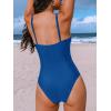 imageCUPSHE Womens One Piece Swimsuit Tummy Control Bathing Suit Deep V Neck Cut Out Mesh Adjustable StrapsNavy Blue