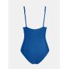 imageCUPSHE Womens One Piece Swimsuit Tummy Control Bathing Suit Deep V Neck Cut Out Mesh Adjustable StrapsNavy Blue