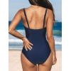 imageCUPSHE Womens One Piece Swimsuit Tummy Control Bathing Suit Square Neck Front Wrap Adjustable Wide StrapsDark Blue