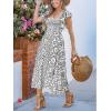 imageCUPSHE Womens Summer Midi Dress Paisley Square Neck Short Flutter Sleeve Smocked DressesBlack