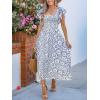 imageCUPSHE Womens Summer Midi Dress Paisley Square Neck Short Flutter Sleeve Smocked DressesBlue
