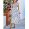 imageCUPSHE Womens Summer Midi Dress Paisley Square Neck Short Flutter Sleeve Smocked DressesBlue