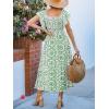 imageCUPSHE Womens Summer Midi Dress Paisley Square Neck Short Flutter Sleeve Smocked DressesGreen
