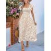 imageCUPSHE Womens Summer Midi Dress Paisley Square Neck Short Flutter Sleeve Smocked DressesNeutral