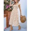 imageCUPSHE Womens Summer Midi Dress Paisley Square Neck Short Flutter Sleeve Smocked DressesNeutral