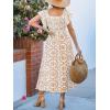 imageCUPSHE Womens Summer Midi Dress Paisley Square Neck Short Flutter Sleeve Smocked DressesNeutral