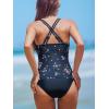 imageCUPSHE Womens Tankini Sets Scoop Neck Dual Crisscross Adjustable Straps Mid Rise Two Piece SwimsuitDark NavyFloral