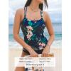 imageCUPSHE Womens Tankini Sets Scoop Neck Dual Crisscross Adjustable Straps Mid Rise Two Piece SwimsuitNavy BlueFloral