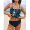 imageCUPSHE Womens Tankini Sets Scoop Neck Dual Crisscross Adjustable Straps Mid Rise Two Piece SwimsuitNavy BlueFloral