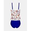 imageCUPSHE Womens Tankini Sets Two Piece Bathing Suits Square Neck Adjustable Straps Ruched Swimsuits SwimwearNavy BlueWhite Floral