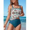 imageCUPSHE Womens Tankini Sets Two Piece Bathing Suits Square Neck Adjustable Straps Ruched Swimsuits SwimwearTealFloral