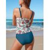 imageCUPSHE Womens Tankini Sets Two Piece Bathing Suits Square Neck Adjustable Straps Ruched Swimsuits SwimwearTealFloral