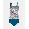 imageCUPSHE Womens Tankini Sets Two Piece Bathing Suits Square Neck Adjustable Straps Ruched Swimsuits SwimwearTealFloral