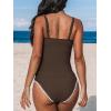 imageCUPSHE Womens Tankini Sets Two Piece Swimsuit Scoop Neck Mid Rise Adjustable Straps Shell Stitched XS4XLBrown