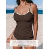 imageCUPSHE Womens Tankini Sets Two Piece Swimsuit Scoop Neck Mid Rise Adjustable Straps Shell Stitched XS4XLBrown