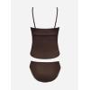 imageCUPSHE Womens Tankini Sets Two Piece Swimsuit Scoop Neck Mid Rise Adjustable Straps Shell Stitched XS4XLBrown