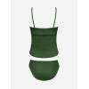 imageCUPSHE Womens Tankini Sets Two Piece Swimsuit Scoop Neck Mid Rise Adjustable Straps Shell Stitched XS4XLForest Green