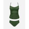 imageCUPSHE Womens Tankini Sets Two Piece Swimsuit Scoop Neck Mid Rise Adjustable Straps Shell Stitched XS4XLForest Green