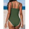 imageCUPSHE Womens Tankini Sets Two Piece Swimsuit Scoop Neck Mid Rise Adjustable Straps Shell Stitched XS4XLForest Green