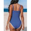 imageCUPSHE Womens Tankini Sets Two Piece Swimsuit Scoop Neck Mid Rise Adjustable Straps Shell Stitched XS4XLSlate Blue