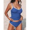 imageCUPSHE Womens Tankini Sets Two Piece Swimsuit Scoop Neck Mid Rise Adjustable Straps Shell Stitched XS4XLSlate Blue