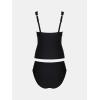 imageCUPSHE Womens Tankini Sets V Neck Mesh Scalloped Two Piece Bathing Suits Adjustable Straps Mid Rise SwimwearBlack