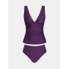 imageCUPSHE Womens Tankini Sets V Neck Mesh Scalloped Two Piece Bathing Suits Adjustable Straps Mid Rise SwimwearDeep Purple