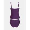 imageCUPSHE Womens Tankini Sets V Neck Mesh Scalloped Two Piece Bathing Suits Adjustable Straps Mid Rise SwimwearDeep Purple