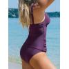 imageCUPSHE Womens Tankini Sets V Neck Mesh Scalloped Two Piece Bathing Suits Adjustable Straps Mid Rise SwimwearDeep Purple