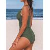 imageCUPSHE Womens Tankini Sets V Neck Mesh Scalloped Two Piece Bathing Suits Adjustable Straps Mid Rise SwimwearForest Green