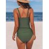imageCUPSHE Womens Tankini Sets V Neck Mesh Scalloped Two Piece Bathing Suits Adjustable Straps Mid Rise SwimwearForest Green