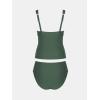 imageCUPSHE Womens Tankini Sets V Neck Mesh Scalloped Two Piece Bathing Suits Adjustable Straps Mid Rise SwimwearForest Green