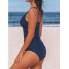 imageCUPSHE Womens Tankini Sets V Neck Mesh Scalloped Two Piece Bathing Suits Adjustable Straps Mid Rise SwimwearNavy Blue