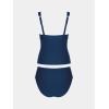 imageCUPSHE Womens Tankini Sets V Neck Mesh Scalloped Two Piece Bathing Suits Adjustable Straps Mid Rise SwimwearNavy Blue