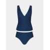 imageCUPSHE Womens Tankini Sets V Neck Mesh Scalloped Two Piece Bathing Suits Adjustable Straps Mid Rise SwimwearNavy Blue