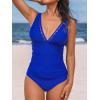 imageCUPSHE Womens Tankini Sets V Neck Mesh Scalloped Two Piece Bathing Suits Adjustable Straps Mid Rise SwimwearRoyal Blue