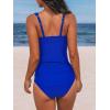 imageCUPSHE Womens Tankini Sets V Neck Mesh Scalloped Two Piece Bathing Suits Adjustable Straps Mid Rise SwimwearRoyal Blue