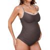imageCUPSHE Womens Maternity One Piece Swimsuit Adjustable Strap Ruched Shell Stitched Back Cutout Bathing Suit for PregnancyTaupe
