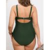 imageCUPSHE Plus Size Womens One Piece Bathing Suit V Neck Swimsuit Back Hook Adjustable Straps Hollow SwimwearDark Green