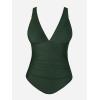 imageCUPSHE Plus Size Womens One Piece Bathing Suit V Neck Swimsuit Back Hook Adjustable Straps Hollow SwimwearDark Green