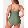 imageCUPSHE Women Plus Size One Piece Swimsuit V Neck Tummy Control Twisted Front Bathing Suit Adjustable StrapsOlive Green