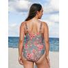 imageCUPSHE Women Swimsuit Plus Size One Piece Lace V Neck Ruched Front Tummy Control with Adjustable Wide StrapsGrayPink Floral