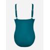 imageCUPSHE Women Swimsuit Plus Size One Piece Lace V Neck Ruched Front Tummy Control with Adjustable Wide StrapsTeal