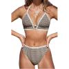 imageCUPSHE Womens Bikini Sets Two Piece Swimsuit High Waisted V Neck High Leg Cut Cheeky Bottom Bathing Suit Color BlockBrownBeige Gingham