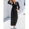 imageCUPSHE Womens One Piece Jumpsuits V Neck Long Lantern Sleeve Overalls Wide Leg Pants High Waist Rompers Vacation OutfitsBlack